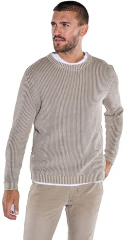 emilio adani Herren Pullover Uni, 37786, Braunbeige in Größe S