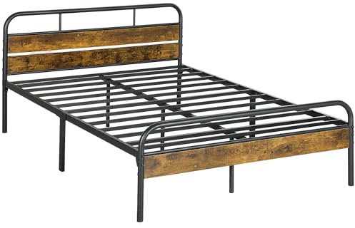 HOMCOM 4ft6 Double Bed Frame with Headboard, Platform Bed Frame with Underbed Storage, Slat Support, No Box Spring Needed, Easy Assembly, Rustic Brown