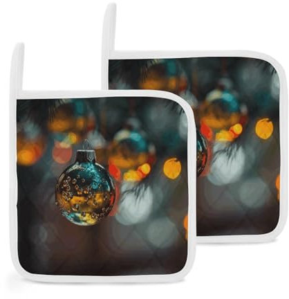 Weihnachtsbaumschmuck, Topflappen, rutschfest, hitzebeständig, bequemes Futter, Tischunterlagen zum Kochen, Backen, Mikrowelle, Grillen, 2 Stück