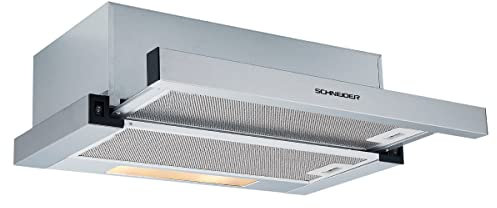SCHNEIDER Campana extraíble 60 cm, 600 m³/h, 2 velocidades, Inoxidable, Reciclaje/Evacuación, Filtros Carbono incluidos, SCHT6620AX (Nueva Versión)