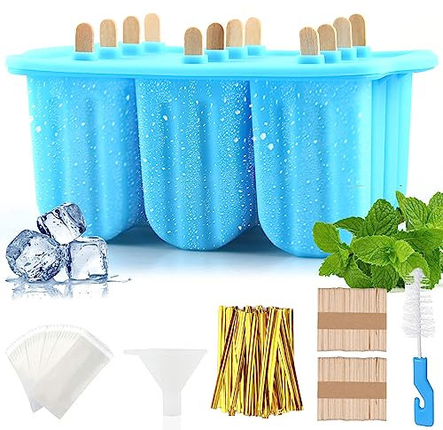 Moldes para Helados, Moldes de Silicona para Helados, Set de Moldes para Polos, Moldes para Polos DIY sin BPA, Moldes Multifuncionales para Niños, Moldes Reutilizables para Polos (azul)