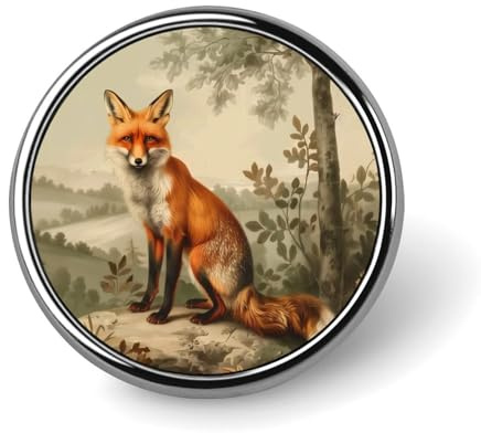 Runde Brosche mit Fuchs-Motiv, Wald-Wildtier, Anstecknadel, Krawattennadel für Damen und Herren, Büroangestellte, Lehrer, Dekoration