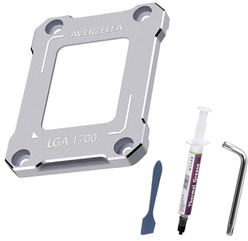AVERZELLA Anti-Bending Contact Frame Retrofit Kit for Intel 12th/13th/14th Gen CPUs, CNC Aluminum CPU Buckle, Compatible with LGA 1700 Socket Motherboards (with 2g 5.15W/MK CPU Thermal) (Silvery)