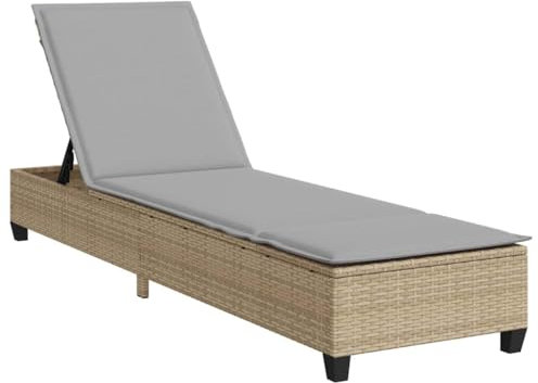 vidaXL Lettino Prendisole con Cuscini Beige 55x200x25,5cm Polyrattan, lettino, lettino, lettino, lettino, lettino, chaise longue, lettino lounge