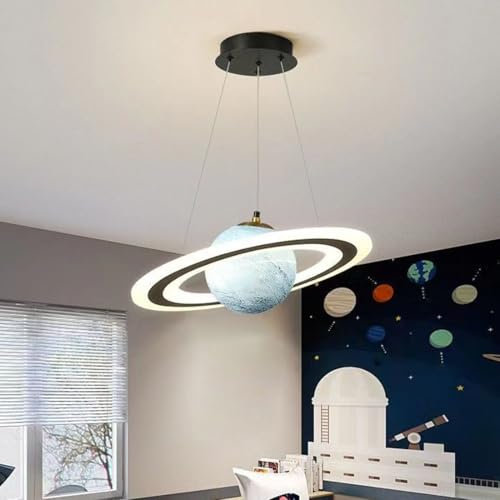 Pendelleuchte Dimmbar Kinderzimmer Blau Planet LED Lampe Kreativ Kinder Schlafzimmer Hängelampe mit Fernbedienung Deckenleuchte für Mädchen Jungen Raum Kinder-lampe Modern Dekoration Beleuchtung Ø45cm