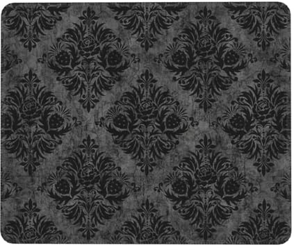 Mouspad Schwarzer Gothic Totenkopf Damast Goth Halloween Mouspad Pc-Gaming-Zubehör Verbessert Präzision Und Geschwindigkeit Mauspat For Gamer Macbook Laptop 25X30Cm