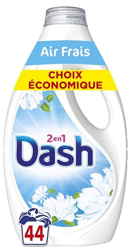 Dash 2en1 Lessive Liquide Air Frais et Fleurs Blanches, 44 Lavages, Avec Plus de Fraîcheur Lenor, Nettoyage en Profondeur, Parfum Printanier, Idéale pour Prétraitement, Fabriquée en France