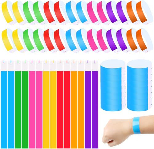 LOMIMOS 700 PCS Bracelets en Papier, Imperméables Bracelets d'Identification, Bracelet Entrée, Bracelets Événementiels Colorés pour Les Soirées Festival de Musique Evénements Clubs Concert