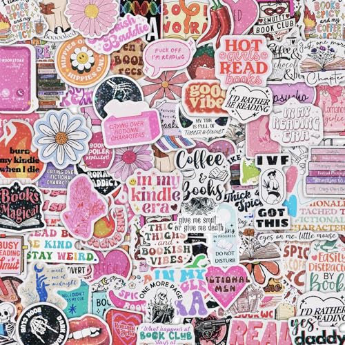 HOTUT Book Stickers,120Pcs Waterproof Vinyl Kawaii Stickers for Kindle,Scrapbook Sticker Accessories,Laptop Decals for Adults,Kids,Teens,Girls,Boys,Guitar,Water Bottle,Notepad Album