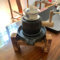 Mulino Per Cereali In Pietra, Piccolo Macinino Per Polvere Di Matcha, Con Supporto In Legno, Per Macinare Grano, Cereali, Peperoncino, Spezie(With wooden frame)