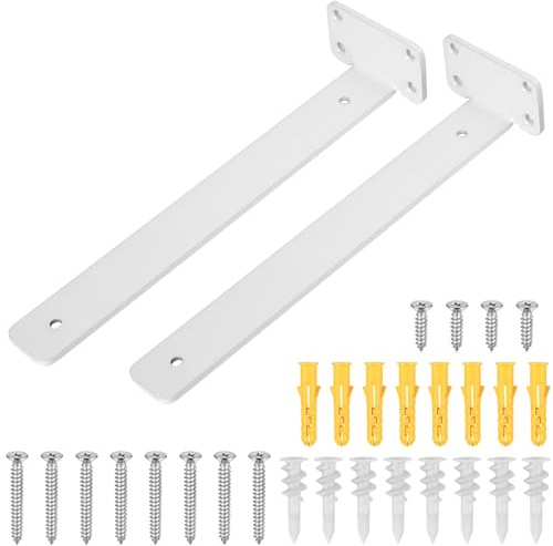 2 Stk weiße unsichtbare Schwerlast Regalhalter 30,5 cm für Wandregale | Schwebende Regalwinkel zur sicheren Abstützung von Wand-Einlegeböden