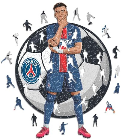 Iconic Puzzles - PSG, Désiré Doué, offiziell Lizenziertes Holzpuzzle, 100% nachhaltig, Geschenk für Erwachsene und Kinder, Größe S, 150 Teile, Doue