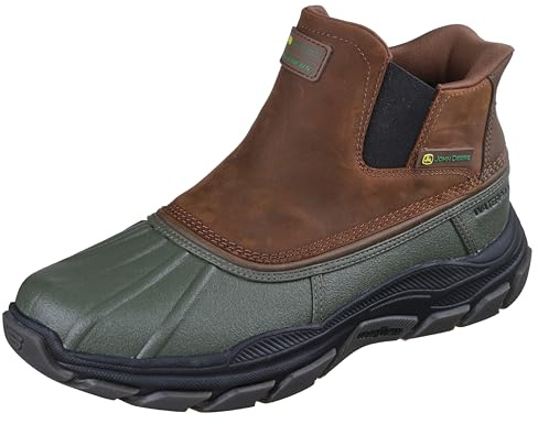 Skechers mens John Deere Men's Slip-ins Midcut Waterproof Chelsea Duckboot With Goodyear Rubber, Green, 8 X-Wide