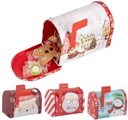 Weihnachtsmann Briefkasten - 4 Stücke Leere Weissblech - Weihnachts Metall Briefkasten - Für Geburtstag Halloween Zuhause Feiertag Neujahr Kinder Erwachsene Familie Freunde Hochzeit Party Abend