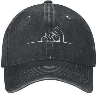 Generisch Herren-Baseballkappe, lustige La Linea Fahrrad-TV-Serie Erwachsenen-Retro-Denim Gewaschene Baseballkappen für Männer Cowboy Street Tide-Hut, Wanderkappe mit Spitze