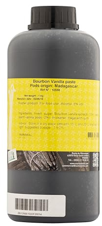 Eurovanille Bourbon Vanilla Paste with Seeds 1 kg – Madagascan Vanilla, Professional Baking & Dessert Paste