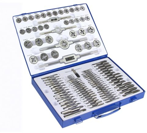 pokm toolsmarket - Set 110-tlg Gewindeschneider + Gewindebohrer | Metrisch | M2–M18 | 0,4-2mm | Innen- & Außengewinde | Feingewinde | Gewindeschneidsatz