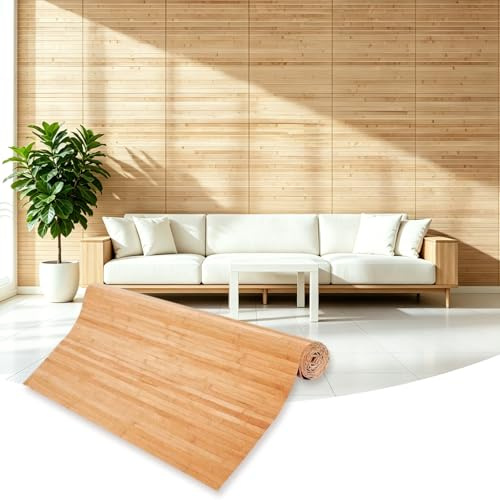 Panneau mural en bambou, revêtement mural en bambou, décoration intérieure naturelle en bambou carbonisé, panneaux renouvelables pour mur, plafond, meubles, armoire, bureau (40x244cm)