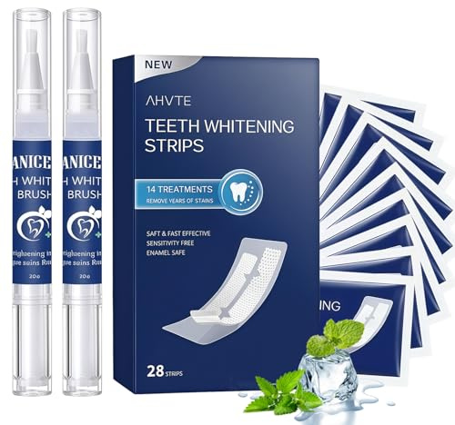 2 Zahnaufhellung Stift, 28 Zahnaufhellung Streifen, Zahnaufhellung Set Für Zuhause, Verfärbungen Reduzieren, Schonend Für Zahnschmelz, Ohne Empfindlichkeit, Für Tägliche Zahnpflege