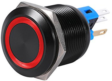 Qiilu QL00247 Interruttore a pulsante autobloccante a tenuta stagna da 22 mm 12V LED(RedLED)