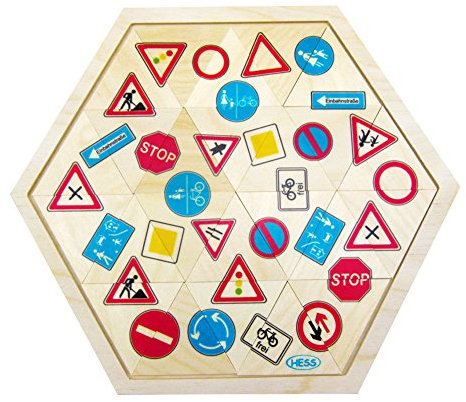 Hess Toys 14953 – Jeu de Cartes en Bois, Panneaux de signalisation