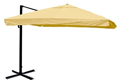 Mendler Sombrilla para gastronomía HWC-A96, sombrilla, 3 x 4 m (5 m de diámetro), poliéster y aluminio, 26 kg, color crema sin soporte