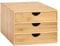 Woodluv 3 Drawer Bamboo Home Office Desktop Tidy A4 Sturdy Stationary Storage Organiser Unit, W25 X D33 X H18.5cm