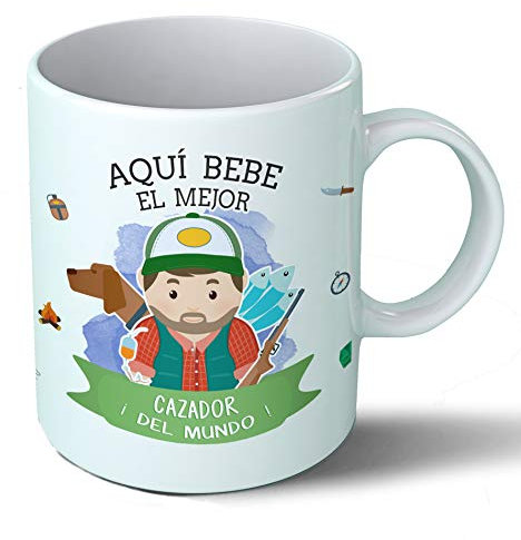 Planetacase - Taza Cazador - Regalo Original - Cerámica 330 mL - Taza Desayuno Apta para Microondas y Lavavajillas - Resistente a Lavados