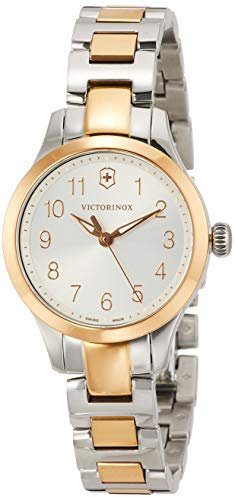 Victorinox Damen Armbanduhr Alliance XS Ø 28 mm, Swiss Made, Analog Quarz, Wasserdicht bis 100 m, Saphirglas, Edelstahl-Armband, Silberweiß/Silber/Roségold