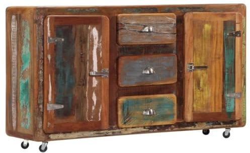 vidaXL Sideboard Antikstil Kommode Anrichte Schrank Weinschrank Mehrzweckschrank Standschrank Beistellschrank Flur 150x43x86cm Recyceltes Massivholz