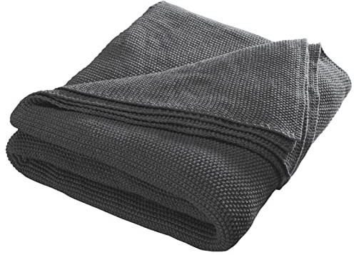 Bio Kuscheldecke für Erwachsene 100% Bio-Baumwolle (kbA) GOTS zertifiziert, Dunkelgrau, 150 x 200 cm
