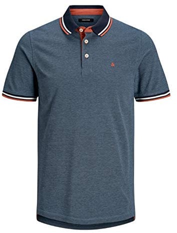 Jack & Jones Men's Jjepaulos Polo Ss Noos Polo Shirt, Denim Blue, S