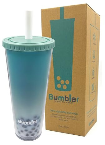 Tasse à thé boba réutilisable sans fuite | Gobelet de couleurs uniques | Grande isolation à double paroi de 710 ml | Large paille boba | Jolie tasse à thé aux bulles | Fonctionne pour le thé au lait