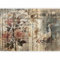 murando - Papier peint panoramique 400x280 cm - Revêtement mural décoration salon - Design moderne - Marron blanc vert - Planches, bois, fleurs, inscriptions en français, rétro vintage n-A-1151-a-a