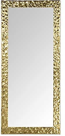 MO.WA Spiegel Groß Wandspiegel 77x177 Gold Ganzkörperspiegel Modern Blattgold Holzrahmen Lehnspiegel Hängender Spiegel vergoldet