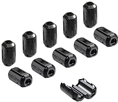 Aiqeer 10 Stück Ferrite Ring Cores, Ferrit Ringkern Cable-Clip, RFI EMI Entstörfilter Ferritfilter, Klappferrit Ferritkern, Anti-Interferenz Hochfrequenzfilter (3.5 mm Innendurchmesser)