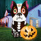 JETEHO Halloween-Dekorationen, aufblasbarer Hund mit Kürbis, Halloween-Zuckerschädel für den Außenbereich, beleuchtete Hofrequisite, Zuhause, Rasen, Party-Dekoration, Tag der Toten Hund für drinnen
