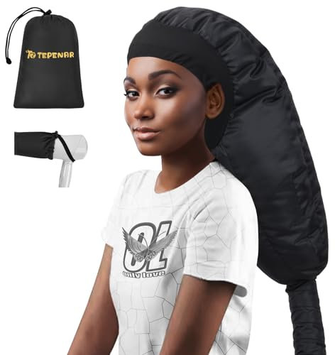 Haartrockenhaube Aufsatz – Extra Große Verbesserte Haube für Föhn Verstellbare, Weiche Trockenhaube, Einfach zu Benutzen für Naturlocken, Texturiertes Haar, Schnelles Styling & Trocknen(Schwarz)