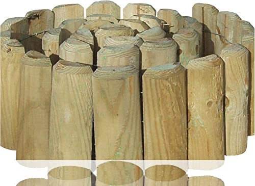 HMIR Natural Wood Log Roll Border Edging, Border Roll, Outdoor Garden Edging Border, Flexible Lawn Edging For Flower Beds, Lawns, Paths, Patio_ (1.8m X 15cm)