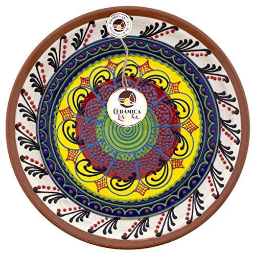 CERÁMICA ESPAÑA | Assiette décorative à accrocher au mur | Assiette murale | Assiette murale | Assiette en céramique | Modèle D02 | Décoration 100% faite à la main | 30x30x4 cm