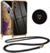 Vauki handyband für iPhone XS Max Hülle mit Band, Handyhülle Silikon Schwarz mit Herz Motiv, Ultra Dünn Stoßfeste Aesthetic Case mit Kordel zum Umhängen für iPhone XS Max 6.5