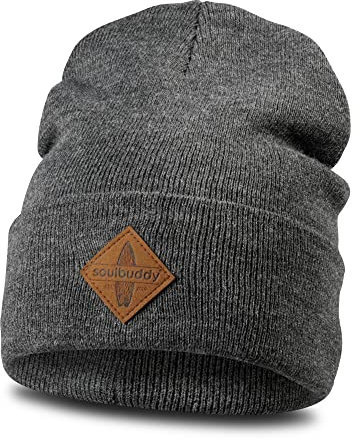 Soulbuddy Beanie für Kinder - Anthrazit - L (49-54cm) | stylische Strickmütze für Kleinkinder, warme Wintermützen für Jungen und Mädchen