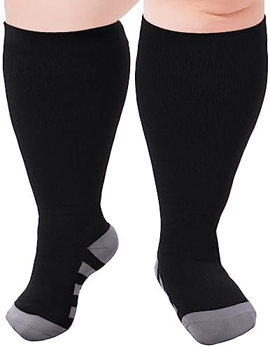 Ancrina Kompressionssocken in Übergröße für Damen und Herren, breite Waden, 15–20 mmHg, kniehohe Stützsocken für den Kreislauf, Krankenschwestern, Schwangere, Laufen, Reisen