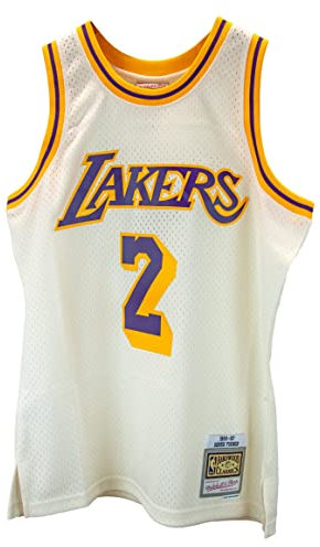 Mitchell & Ness NBA Off White Team Color Swingman Jersey Trikot Los Angeles Lakers - Derek Fisher, XXL