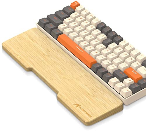 Attack Shark 68 Tasten natürliche Bambus-Handgelenkauflage-Ergonomische für verbesserten Schreib- und Spielekomfort - Umweltfreundlich,Holzgefühl - Rutschfest, tragbar,für mechanische Tastaturen