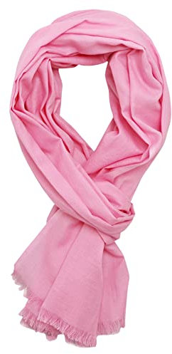 Bovari Schal Damen aus 100% gekämmter Bio-Baumwolle - leicht, atmungsaktiv, dünn - Sommerschal in XL-Größe 180x70 cm (pink)
