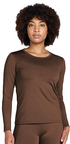 LAPASA Damen Innenfleece Thermo Unterhemd, Thermounterwäsche Oberteil Funktionsunterwäsche, L15 Braun (1 Pack), M