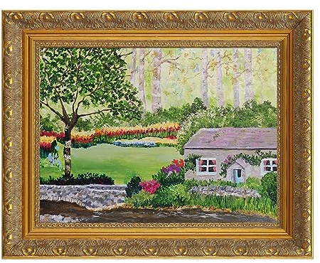 FOLKOR DIY Solid Wood Frame for 20x24 Canvas Painting, 2.4 Wide Gold Ornate, Vertical or Horizontal Display for Home Office Wall Decor (Empty, No Plexiglass & Backing Board)