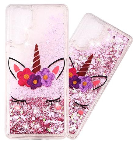 COTDINFOR Compatible with Huawei P30 Pro Hülle Flüssigkeit Glitzer Flip Cover Sparkle Floating Bling Stoßfest Schutzhülle Handyhüllen für Huawei P30 Pro Case Sleeping Beauty Unicorn XYLS.