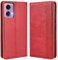 MOJIA Coque pour Motorola Moto E14 / G04(04s) / G24, Étui en Cuir, PU Housse Pochette Antichoc et Anti-Rayures Fonction Stand Rabat de Portefeuille Etui Coque. Rouge